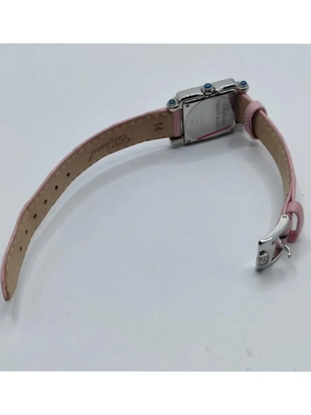 Chopard Happy Sport Square 5 Floating Diamond Pink Leather Quartz Watch